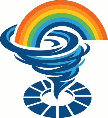 Минималистичный векторный логотип компании Rainbow-Spb на белом фоне в современном плоском стиле